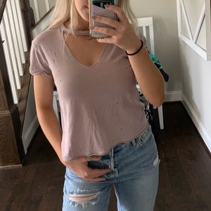 Distressed crop top